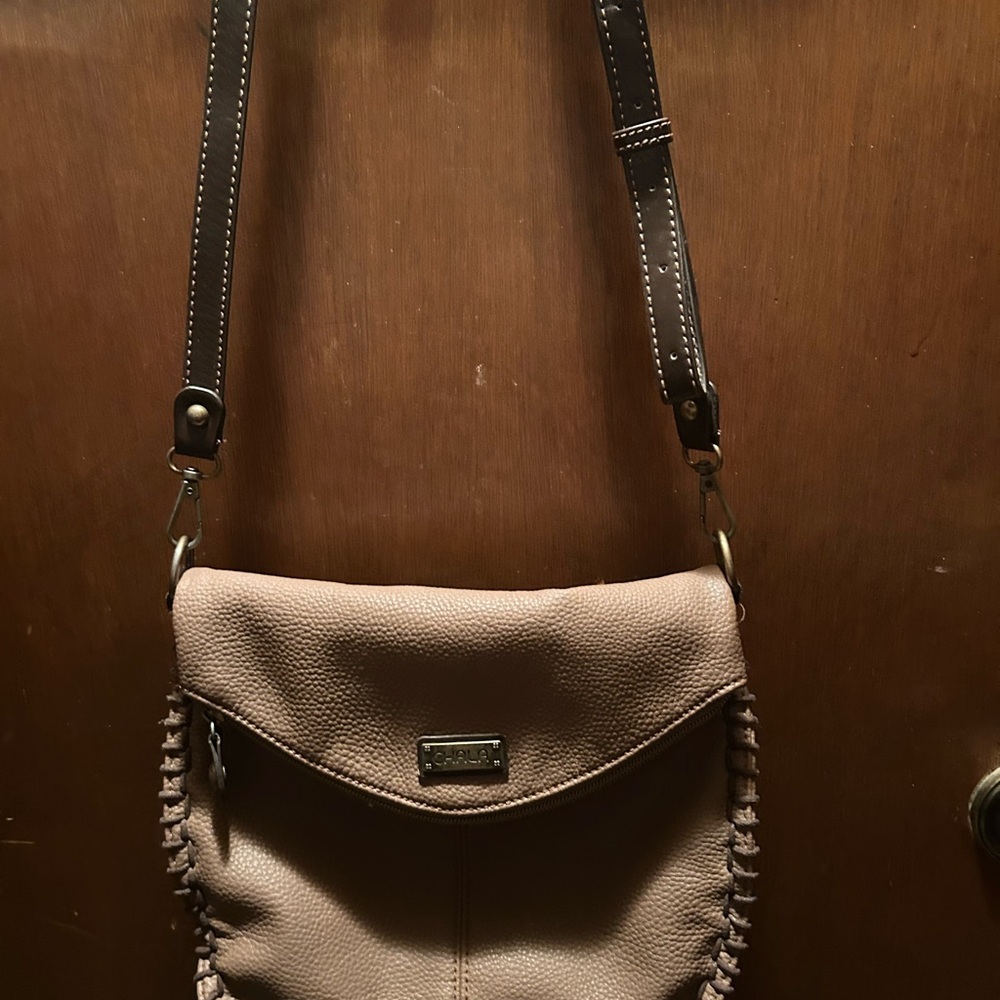 Chala Tan Crossbody Bag with Stitch Detail